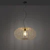 LED Pendelleuchte Naturholz 1 flammig ellipsenförmig Hängelampe
