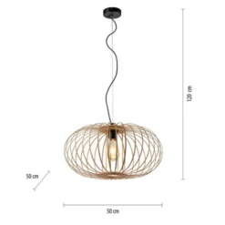 LED Pendelleuchte Naturholz 1 flammig ellipsenförmig Hängelampe