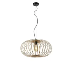 LED Pendelleuchte Naturholz 1 flammig ellipsenförmig Hängelampe