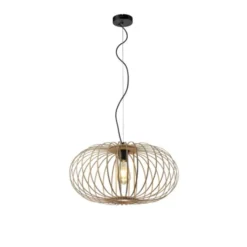 LED Pendelleuchte Naturholz 1 flammig ellipsenförmig Hängelampe
