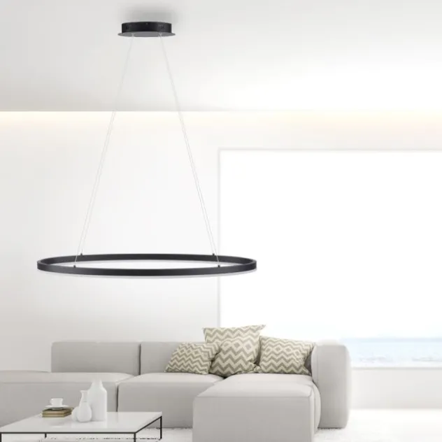 LED Pendelleuchte oval 40x40 anthrazit dimmbar Memoryfunktion