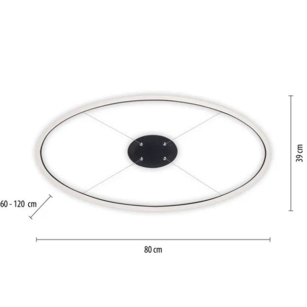 LED Pendelleuchte oval 40x40 anthrazit dimmbar Memoryfunktion