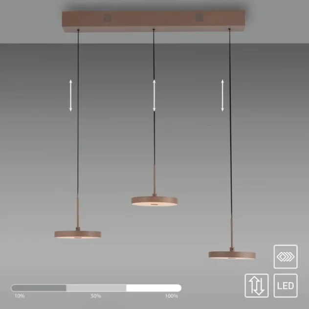 LED Pendelleuchte PLATA, sandfarben, 3-flammig, dimmbar, Easy Lift