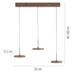 LED Pendelleuchte PLATA, sandfarben, 3-flammig, dimmbar, Easy Lift