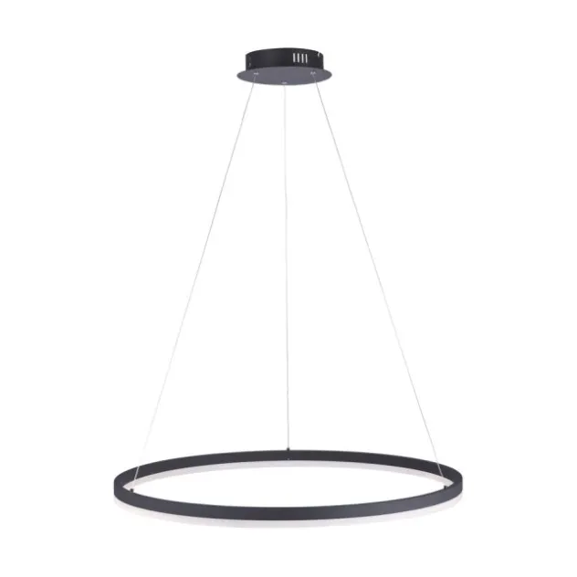 LED Pendelleuchte, rund, anthrazit, Ø 80cm, dimmbar, modern, warmweiß