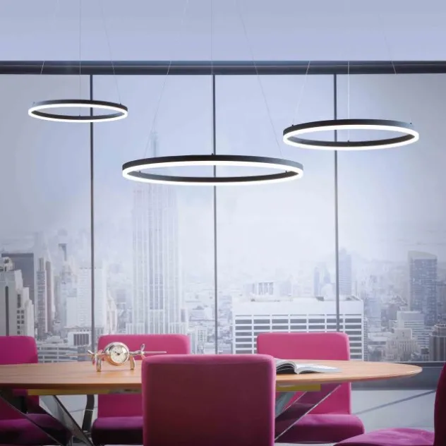 LED Pendelleuchte, rund, anthrazit, Ø 80cm, dimmbar, modern, warmweiß