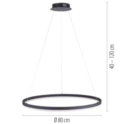 LED Pendelleuchte, rund, anthrazit, Ø 80cm, dimmbar, modern, warmweiß