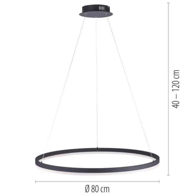 LED Pendelleuchte, rund, anthrazit, Ø 80cm, dimmbar, modern, warmweiß