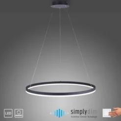 LED Pendelleuchte, rund, anthrazit, Ø 80cm, dimmbar, modern, warmweiß