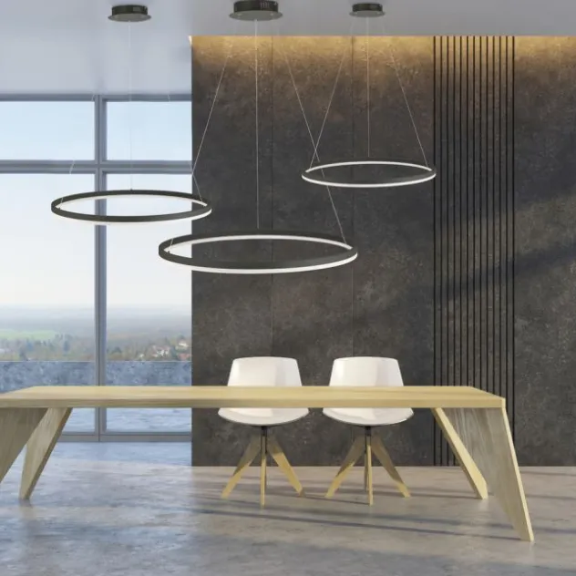 LED Pendelleuchte, rund, anthrazit, Ø 80cm, dimmbar, modern, warmweiß