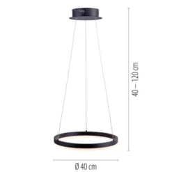 LED Pendelleuchte, rund, anthrazitfarben, Dimmfunktion, Memory Funktion