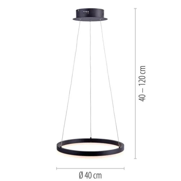 LED Pendelleuchte, rund, anthrazitfarben, Dimmfunktion, Memory Funktion