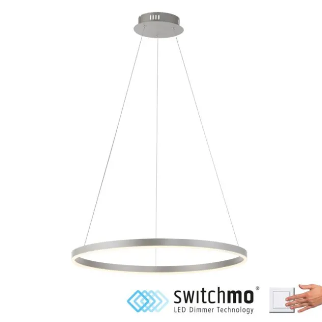 LED Pendelleuchte rund dimmbar aluminium 3 Stufen Dimmung warmweiß