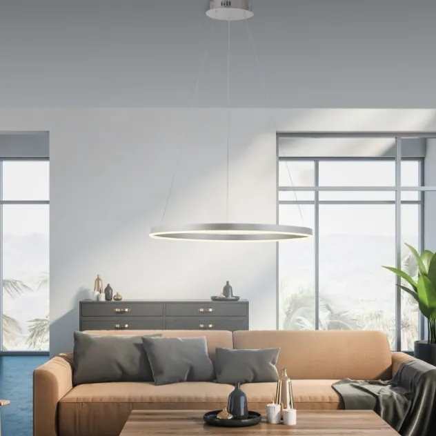 LED Pendelleuchte rund dimmbar aluminium 3 Stufen Dimmung warmweiß