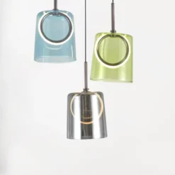 LED Pendelleuchte rund 2 flammig mehrfarbig Metallfarbe Kaffee