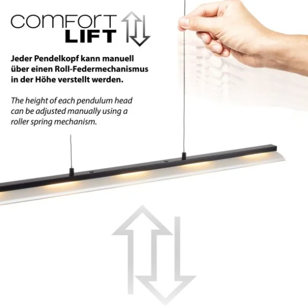 LED Pendelleuchte schwarz Comfor Lift höhenverstellbar dimmbar
