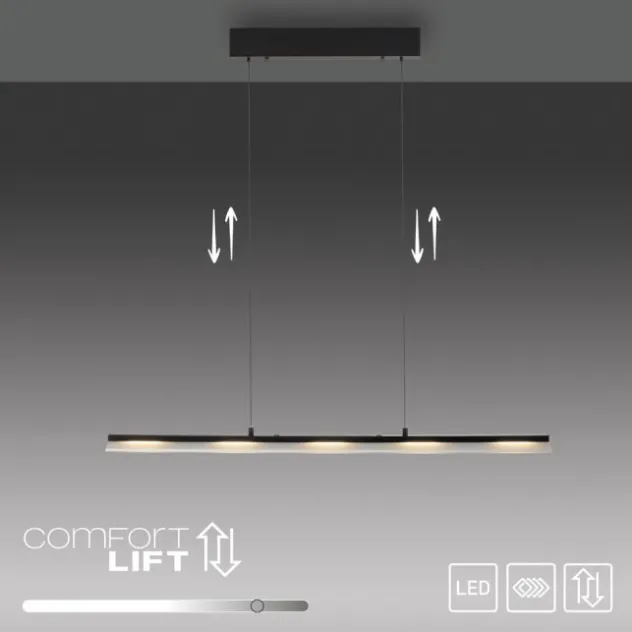 LED Pendelleuchte schwarz Comfor Lift höhenverstellbar dimmbar
