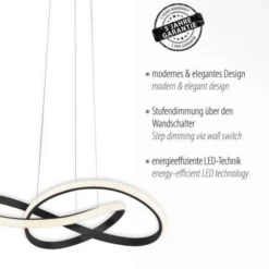 LED-Pendelleuchte, schwarz, dimmbar, höhenverstellbar, IP20