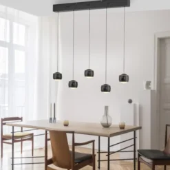 LED Pendelleuchte schwarz 5 flammig höhenverstellbar Esszimmer