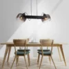 LED Pendelleuchte schwarz 2 flammig Holz Rauchglas höhenverstellbar