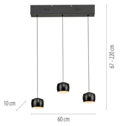 LED Pendelleuchte schwarz 3 flammig höhenverstellbar Esszimmer