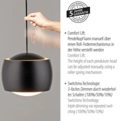 LED Pendelleuchte schwarz 3 flammig höhenverstellbar Esszimmer