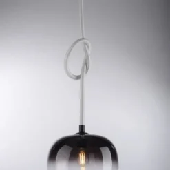 LED Pendelleuchte schwarz 1 flammig Seil beleuchtet höhenverstellbar
