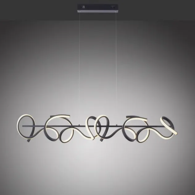 LED Pendelleuchte, schwarz, geschwungenes Design, Dimmfunktion, modern