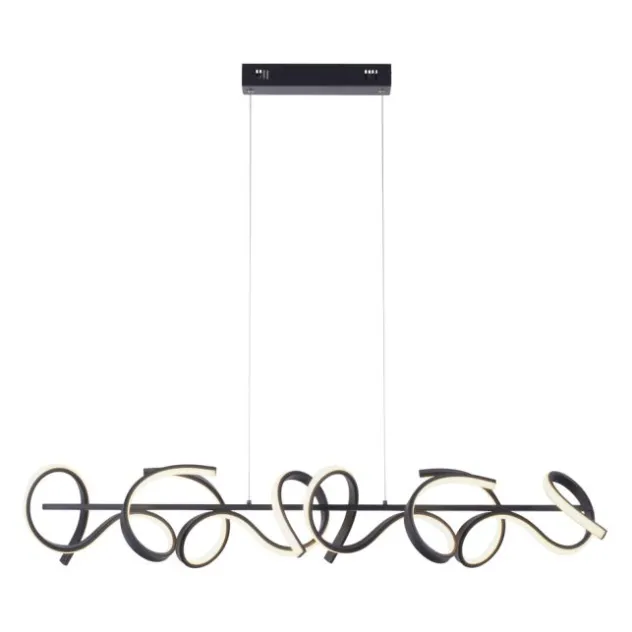 LED Pendelleuchte, schwarz, geschwungenes Design, Dimmfunktion, modern