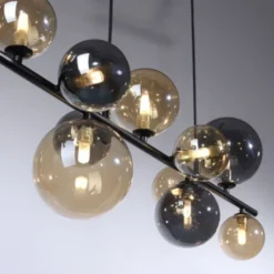LED Pendelleuchte schwarz Glas rund dekorativ warmweiß Innenleuchte