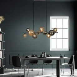 LED Pendelleuchte schwarz Glas rund dekorativ warmweiß Innenleuchte