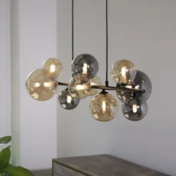 LED Pendelleuchte schwarz Glas rund dekorativ warmweiß Innenleuchte