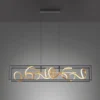 LED Pendelleuchte, schwarz, gold, geschwungene Leuchtstäbe, dimmbar, modern