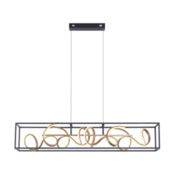 LED Pendelleuchte, schwarz, gold, geschwungene Leuchtstäbe, dimmbar, modern