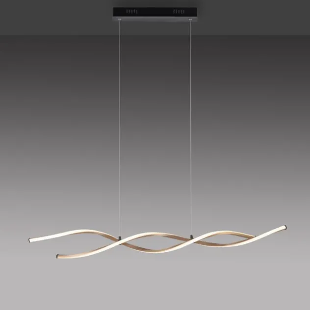 LED Pendelleuchte schwarz gold dimmbar höhenverstellbar geschwungen