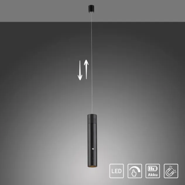 LED Pendelleuchte schwarz höhenverstellbar magnetischer Kopf Akku