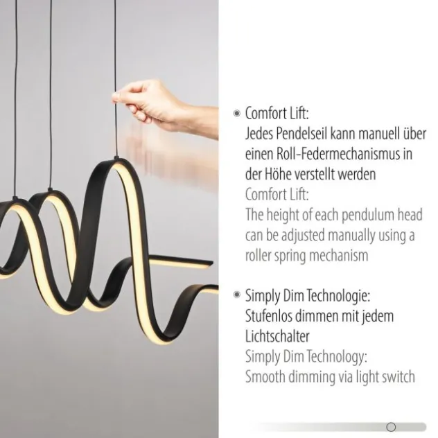 LED Pendelleuchte schwarz höhenverstellbar dimmbar in 3 Stufen