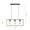 LED Pendelleuchte, schwarz, Holzrahmen, Metall, 3 flammige Pendellampe