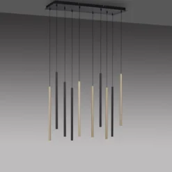 LED Pendelleuchte schwarz messing matt 10 flammig dimmbar Memoryfunktion