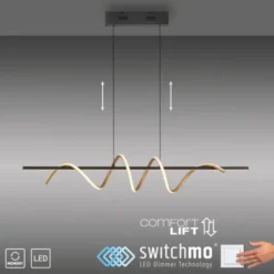 LED Pendelleuchte schwarz messing höhenverstellbar per Lift dimmbar