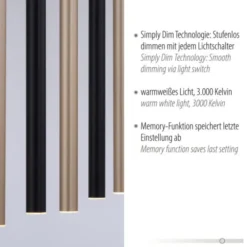 LED Pendelleuchte schwarz messing matt 7 flammig dimmbar Memoryfunktion