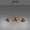LED Pendelleuchte schwarz mit Akazienholz höhenverstellbar schwenkar