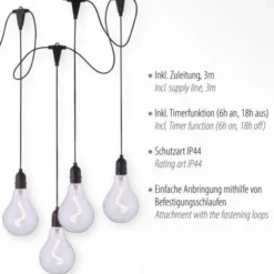 LED Pendelleuchte, schwarz, spritzwassergeschützt, modern