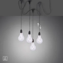 LED Pendelleuchte, schwarz, spritzwassergeschützt, modern