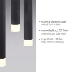 LED-Pendelleuchte, schwarz , warmweiß, Innenleuchte, 3-flammig