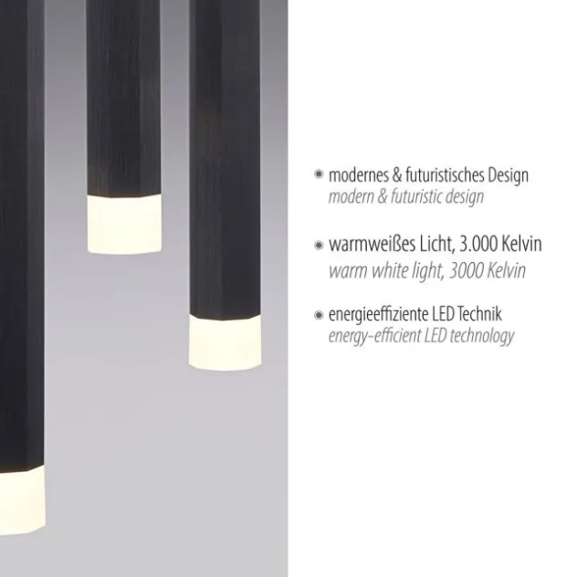 LED-Pendelleuchte, schwarz , warmweiß, Innenleuchte, 3-flammig