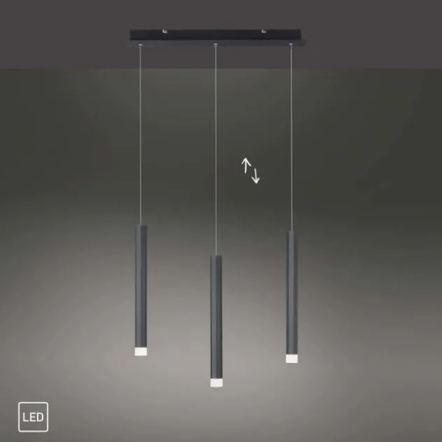 LED-Pendelleuchte, schwarz , warmweiß, Innenleuchte, 3-flammig