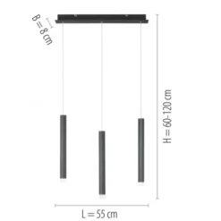 LED-Pendelleuchte, schwarz , warmweiß, Innenleuchte, 3-flammig