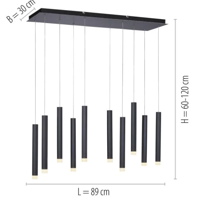 LED-Pendelleuchte, schwarz, warmweiß, IP20, Innenleuchte