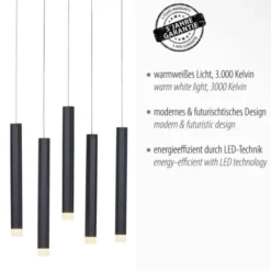 LED-Pendelleuchte, schwarz, warmweiß, IP20, Innenleuchte